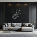 Dog and Butterfly Line Art Metal Wall Decor – Minimalist Pet Silhouette Black Steel Artwork for Home Interiors- KAF414