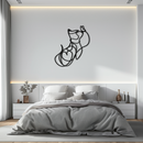 Dog and Butterfly Line Art Metal Wall Decor – Minimalist Pet Silhouette Black Steel Artwork for Home Interiors- KAF414