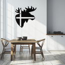 Nordic Moose Silhouette Metal Wall Art – Scandinavian Elk Head with Cross Decor for Modern Rustic Interiors- KAF415