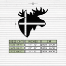 Nordic Moose Silhouette Metal Wall Art – Scandinavian Elk Head with Cross Decor for Modern Rustic Interiors- KAF415