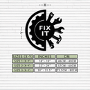 Fix It Tools Metal Wall Art – Industrial Gear & Hand Tools Silhouette Black Steel Decor for Garage or Workshop- KAF419