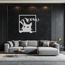 Cute Peeking Cat "Meow" Metal Wall Art – Playful Black Cat Silhouette Steel Decor for Pet Lovers and Home Interiors- KAF425