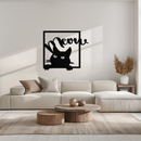 Cute Peeking Cat "Meow" Metal Wall Art – Playful Black Cat Silhouette Steel Decor for Pet Lovers and Home Interiors- KAF425