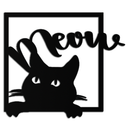 Cute Peeking Cat "Meow" Metal Wall Art – Playful Black Cat Silhouette Steel Decor for Pet Lovers and Home Interiors- KAF425