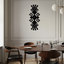 Tribal Ethnic Pattern Metal Wall Art – Abstract Geometric Black Steel Decor for Modern Bohemian Interiors- KAF432