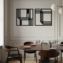 Modern Abstract Rectangles Metal Wall Art – Geometric Minimalist Black Steel Decor, 2 Panel Set for Contemporary Interiors- KAF433