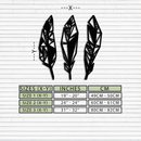 Geometric Feather Trio Metal Wall Art – Abstract Minimalist Black Steel Feather Set for Modern Bohemian Interiors- KAF434