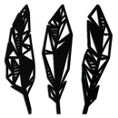 Geometric Feather Trio Metal Wall Art – Abstract Minimalist Black Steel Feather Set for Modern Bohemian Interiors- KAF434