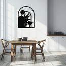 Modern Archway with Bird & Plants Metal Wall Art – Abstract Nature-Inspired Black Steel Decor for Contemporary Interiors- KAF438