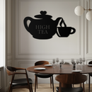 High Tea Teapot & Cup Metal Wall Art – Elegant Black Steel Tea-Time Decor for Kitchen, Café, and Dining Spaces- KAF440