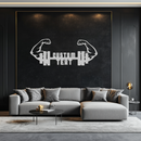 Personalized Fitness Barbell Metal Wall Art – Custom Text Muscular Arms Black Steel Decor for Gym and Workout Spaces- KAF448