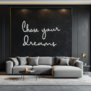 Chase Your Dreams Quote Metal Wall Art – Inspirational Word Sign in Black for Home and Office Decor- KAF454