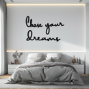 Chase Your Dreams Quote Metal Wall Art – Inspirational Word Sign in Black for Home and Office Decor- KAF454