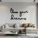 Chase Your Dreams Quote Metal Wall Art – Inspirational Word Sign in Black for Home and Office Decor- KAF454