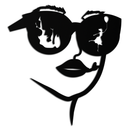 Modern Woman Face with Sunglasses Metal Wall Art – Abstract Reflective Scene Black Steel Decor for Contemporary Interiors- KAF460