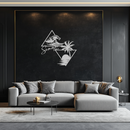 Summer Time Beach Scene Metal Wall Art – Tropical Ocean Waves and Palm Tree Black Steel Decor for Coastal Interiors- KAF461