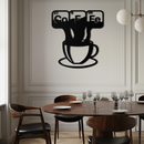 Coffee Elements Chemistry Metal Wall Art – Scientific Coffee Cup Black Steel Decor for Kitchens, Cafés, and Offices- KAF462
