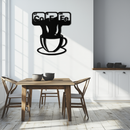 Coffee Elements Chemistry Metal Wall Art – Scientific Coffee Cup Black Steel Decor for Kitchens, Cafés, and Offices- KAF462
