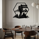 Never Give Up Hiking Metal Wall Art – Motivational Mountain Hiker Black Steel Decor for Adventure Lovers and Outdoor Enthusiasts- KAF463