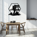 Never Give Up Hiking Metal Wall Art – Motivational Mountain Hiker Black Steel Decor for Adventure Lovers and Outdoor Enthusiasts- KAF463