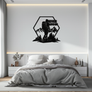 Never Give Up Hiking Metal Wall Art – Motivational Mountain Hiker Black Steel Decor for Adventure Lovers and Outdoor Enthusiasts- KAF463