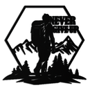 Never Give Up Hiking Metal Wall Art – Motivational Mountain Hiker Black Steel Decor for Adventure Lovers and Outdoor Enthusiasts- KAF463