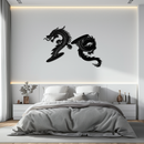 Yin Yang Dragon Duo Metal Wall Art – Eastern-Inspired Black Steel Decor for Modern, Zen and Asian-Themed Interiors- KAF464
