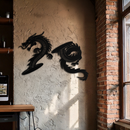 Yin Yang Dragon Duo Metal Wall Art – Eastern-Inspired Black Steel Decor for Modern, Zen and Asian-Themed Interiors- KAF464