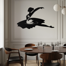 Ballet Dancer with Swan Silhouette Metal Wall Art – Elegant Black Steel Decor for Ballet Studios, Bedrooms, and Living Spaces- KAF466