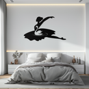 Ballet Dancer with Swan Silhouette Metal Wall Art – Elegant Black Steel Decor for Ballet Studios, Bedrooms, and Living Spaces- KAF466