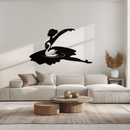 Ballet Dancer with Swan Silhouette Metal Wall Art – Elegant Black Steel Decor for Ballet Studios, Bedrooms, and Living Spaces- KAF466