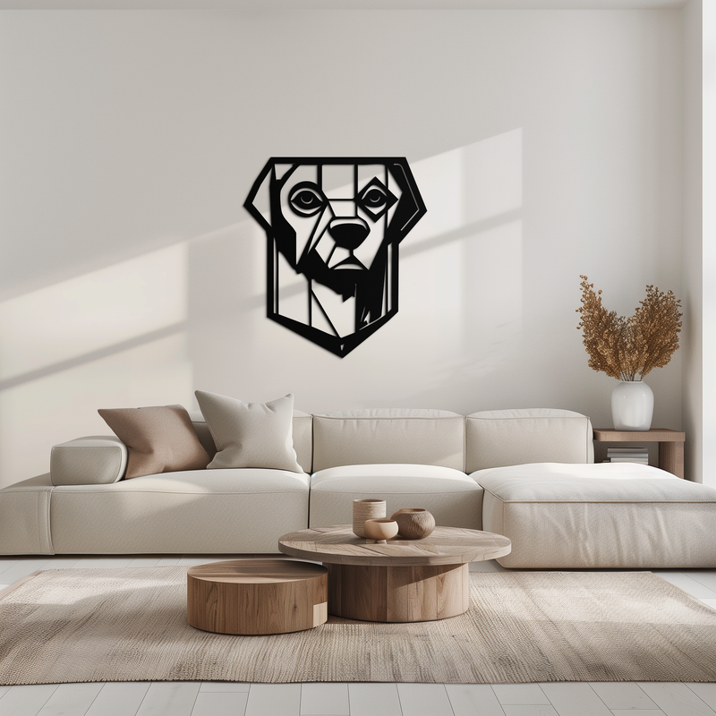 Geometric Dog Metal Wall Art - Modern Steel Animal Silhouette Decor - KAF468