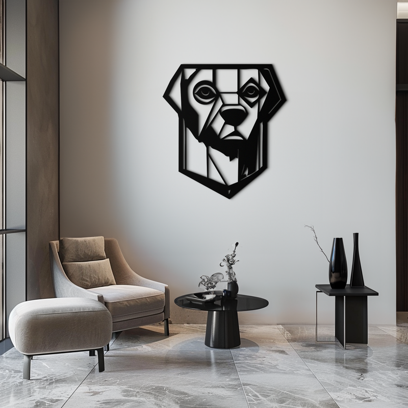 Geometric Dog Metal Wall Art - Modern Steel Animal Silhouette Decor - KAF468