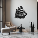 Nordic Viking Ship Metal Wall Art - Norse-Inspired Steel Decor- KAF470