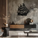 Nordic Viking Ship Metal Wall Art - Norse-Inspired Steel Decor- KAF470