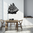 Nordic Viking Ship Metal Wall Art - Norse-Inspired Steel Decor- KAF470