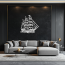 Nordic Viking Ship Metal Wall Art - Norse-Inspired Steel Decor- KAF470