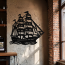 Nordic Viking Ship Metal Wall Art - Norse-Inspired Steel Decor- KAF470