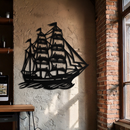 Nordic Viking Ship Metal Wall Art - Norse-Inspired Steel Decor- KAF470