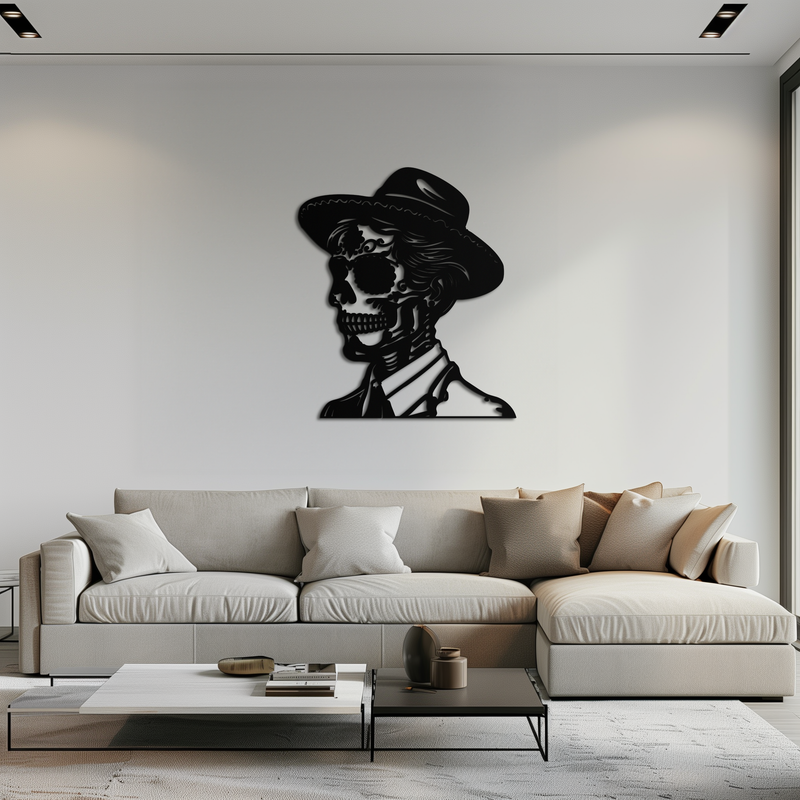 Sugar Head Makeup Man Metal Wall Art - Bold Steel Silhouette Decor- KAF471