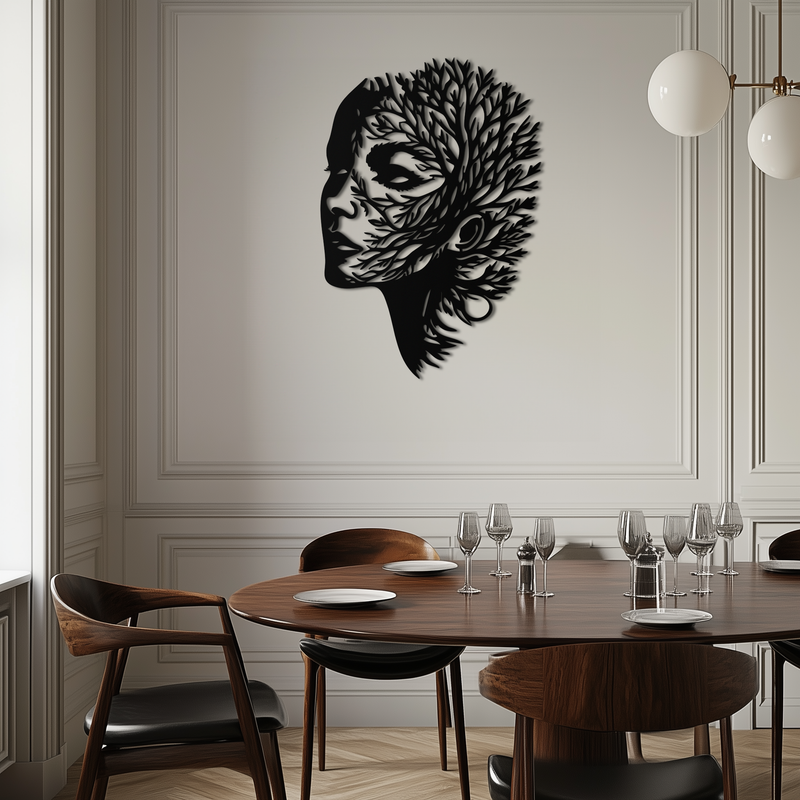 Tree Woman Metal Wall Art - Nature-Inspired Female Silhouette Decor- KAF472