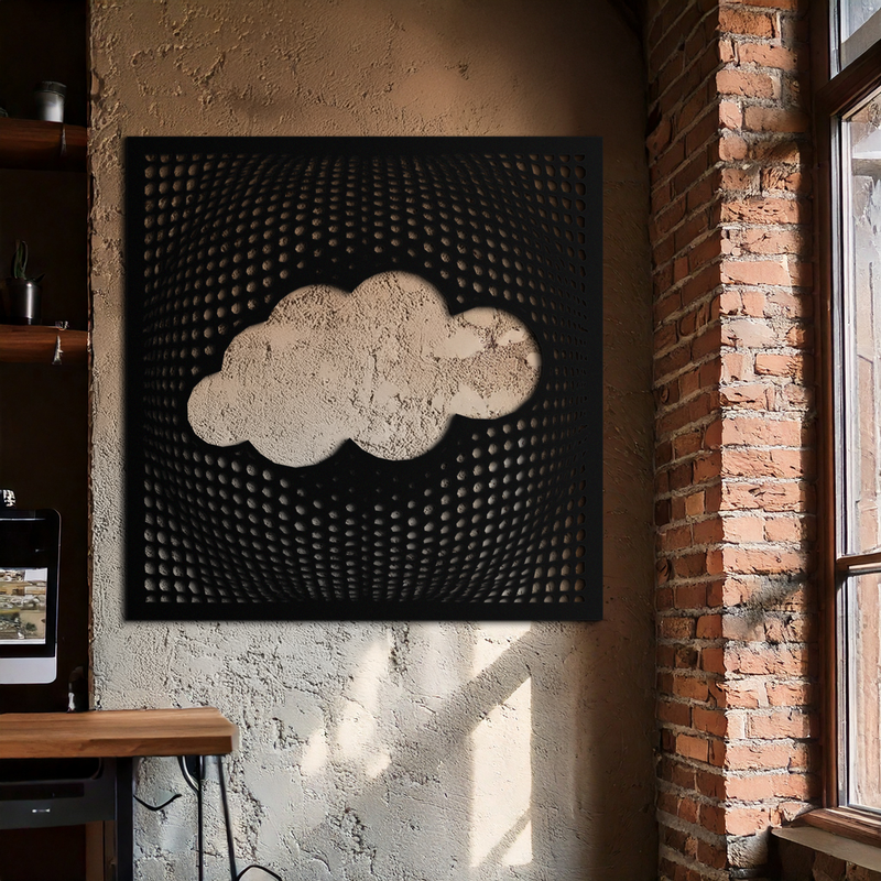 Minimal Cloud Metal Wall Art - Modern Steel Cloud Silhouette Decor- KAF478