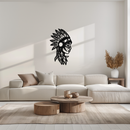 Native American Woman Metal Wall Art - Tribal Female Silhouette Steel Decor- KAF479