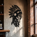 Native American Woman Metal Wall Art - Tribal Female Silhouette Steel Decor- KAF479