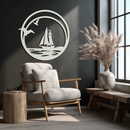 Sunset Silhouette Metal Wall Art - Mountain and Tree Steel Landscape Decor- KAF480