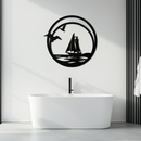 Sunset Silhouette Metal Wall Art - Mountain and Tree Steel Landscape Decor- KAF480