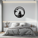 Sunset Silhouette Metal Wall Art - Mountain and Tree Steel Landscape Decor- KAF480