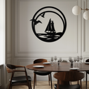 Sunset Silhouette Metal Wall Art - Mountain and Tree Steel Landscape Decor- KAF480