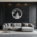 Sunset Silhouette Metal Wall Art - Mountain and Tree Steel Landscape Decor- KAF480