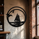 Sunset Silhouette Metal Wall Art - Mountain and Tree Steel Landscape Decor- KAF480